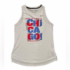 Nike Dri-FIT White Tank Top with Red Accents Chicago Marathon Size Small